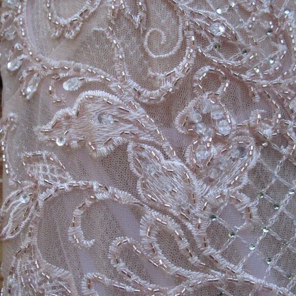 $998 Mac Duggal 11183 Lace Ruffle Tiered Plunge Neck Gown Dress Peach 4 - Picture 8 of 13